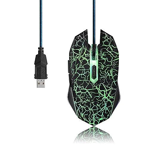 BENGOO Gaming Mouse Wired, Ergonomic Gamer Laptop PC Optical Computer Mice with RGB Backlit, 4 Adjustable DPI Up to 3600, 6 Programmable Buttons for Windows 7/8/10/XP Vista Linux -Black