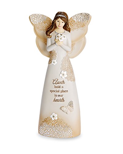 Pavilion Gift Company Angel Figurine, Resin, Cream, Tan, Beige, Brown, 6 "