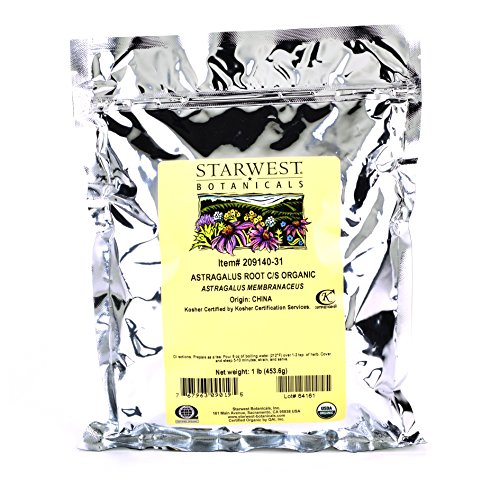 Starwest Botanicals Organic Astragalus Root - Dried Herb for Tea, Natural Immune Support, Cut & Sifted, Promotes Wellness, Certified Kosher, Non-GMO- Bulk 1 lb Bag