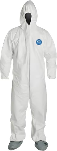 DuPont - TY122SWH2X0025VP Individually Packed Disposable Protective Coverall with Elastic Cuffs, Attached Hood and Boots for PPE Vending Machines, White, 2X-Large