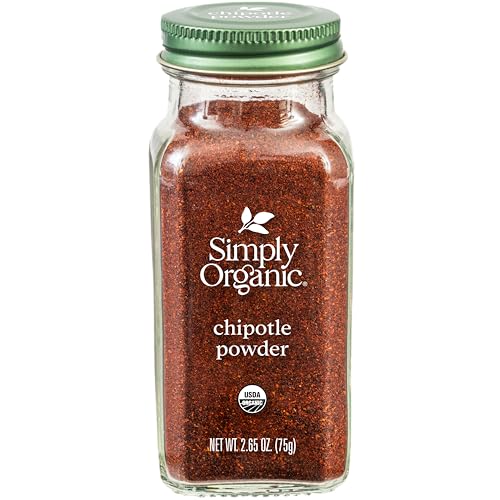 Simply Organic Chipotle Powder, 2.65 Ounce, Dried Smoked Jalapeno Peppers, Rich Aroma, Warm Smoky Taste With Mild Heat