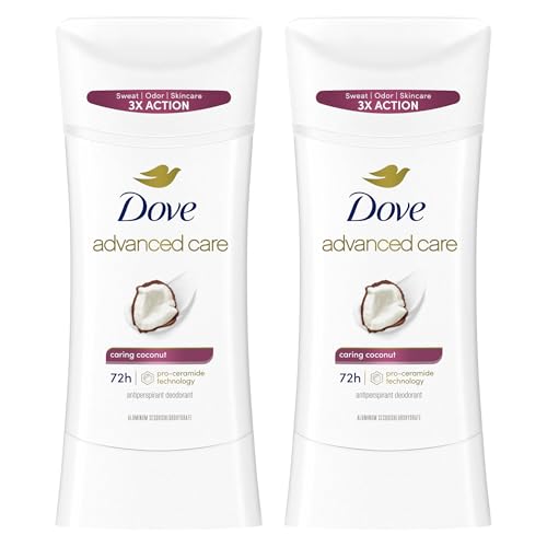 Dove Advanced Care Antiperspirant Caring Coconut, 2 Count Deodorant Stick for Women, for 48 Hour Protection And Soft And Comfortable Underarms, 2.6 oz