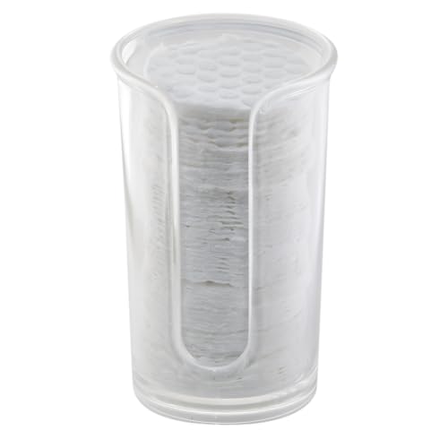 iDesign Round Cosmetic Cotton Pad Holder - Cosmetic Dispenser for Cotton Rounds - Clear