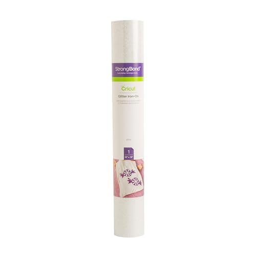 Cricut Glitter Iron On, White (12'x19' Roll) - HTV Heat Transfer Vinyl, Compatible with Cricut Heat Presses & Maker + Explore Machines
