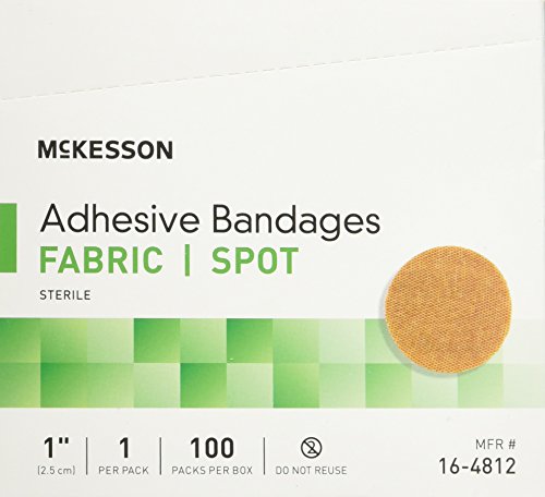 McKesson Adhesive Bandages, Sterile, Fabric Spot, 1 in, 100 Count, 1 Pack
