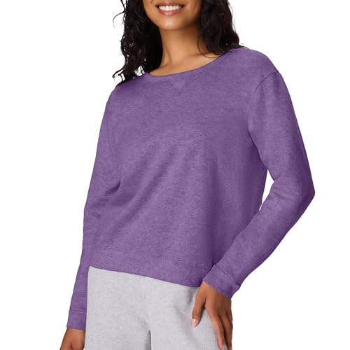 Hanes Womens Ecosmart V-notch Crewneck Sweatshirt, Fleece Pullover For Athletic-sweatshirts, Violet Splendor Heather, X-Large US