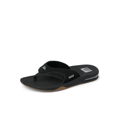 Reef Fanning Sandals - Men's, Black/Silver 12 M