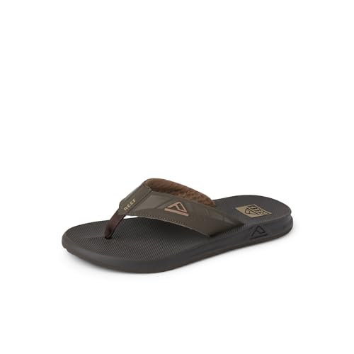 Reef Phantoms Mens Beach Flip Flop, Water Friendly, Soft and Supportive Molded Footbed, Brown, 16