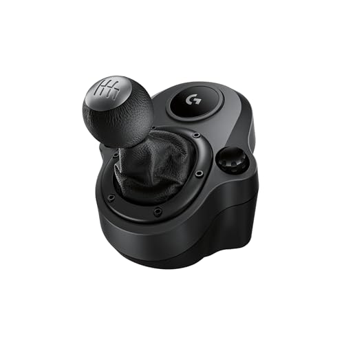 (-41%) Logitech G Driving Force Schalthebel, 6 Gänge mit H-Schema, Schaltknauf aus Echtleder & Stahl, Integrierte Befestigungsklammern, Kompatibel mit Driving Force Rennlenkrädern G29, G920 & G923 - Schwarz