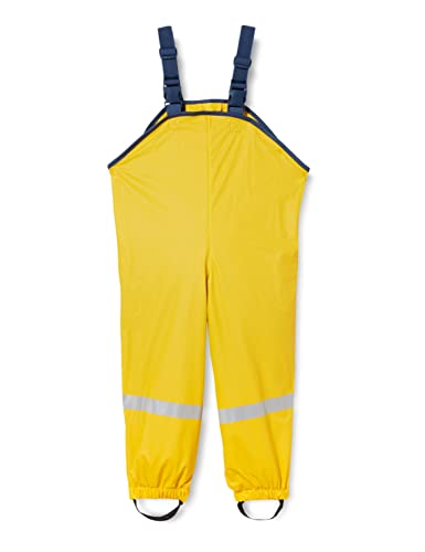 🔥 STARKER PREIS (-53%) Playshoes Matschhose Regenlatzhose Fleece-Futter Unisex Kinder Wind- und wasserdichte Regenhose Regenbekleidung, gelb, 116