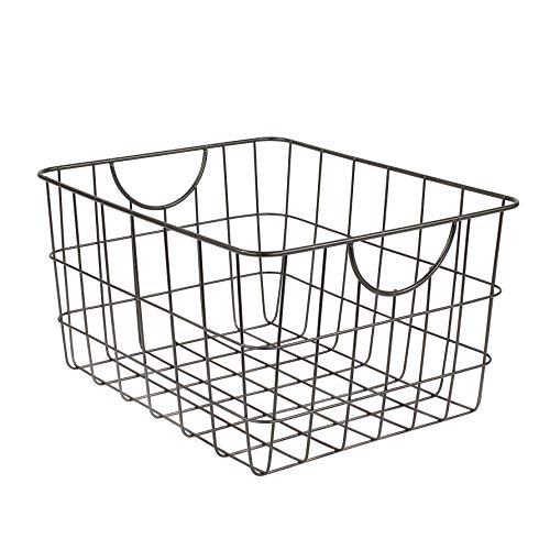 Spectrum Utility Wire Baskets for Organizing - Sturdy Steel Metal Basket Storage Organizer Bin with Handle - Open Wire Storage Baskets for Kitchen Pantry, Cabinets, Closet & Garage Shelves