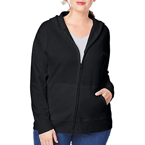 JUST MY SIZE womens Comfortsoft Ecosmart Fleece Full-zip Women's athletic hoodies, Ebony, 3X US