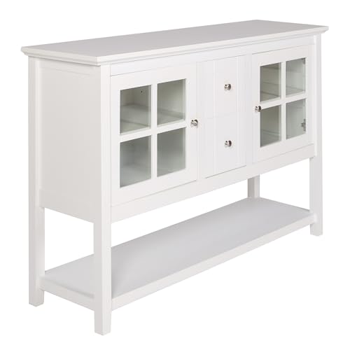 Walker Edison Charlotte Classic Glass Door Storage Buffet Most Storage A console table with