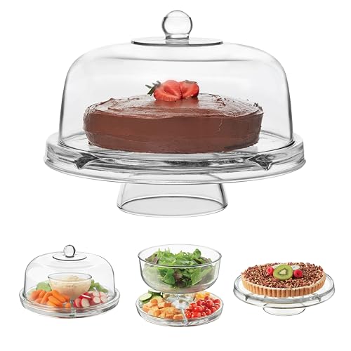 Libbey Selene 6-in-1 Multiuse Glass Server, Punch Bowl, Chip and Dip Bowl, Cake Stand , Clear