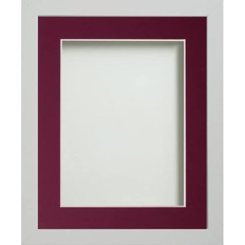 Frame Company Allington White 14x11 inch Frame With Plum Mount For Image 12x8 inch *Choice of sizes* Fitted with Real Glass