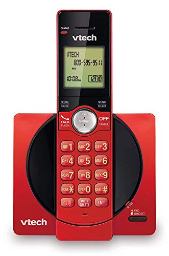 VTech Cordless Phone for Home with Caller ID/Call Waiting, CS6919-16 Landline Phones, Illuminated Keypad, Full Duplex Speakerphone, Wall Mount, Red