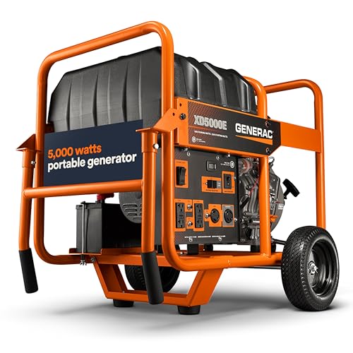 Generac 6864 XD5000E 5000-Watt Diesel-Powered Portable Generator - Ideal for Emergency Backup Power and Job Sites - Reliable Power for Demanding Applications - CARB Compliant