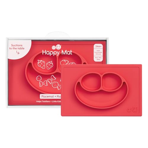 ezpz Happy Mat silicone suction placemat and divided plate for toddlers