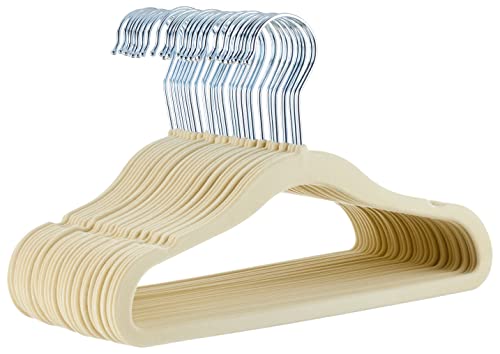 🔥 STARKER PREIS (-44%) Amazon Basics Kinder-Kleiderbügel aus Samt, rutschfeste Kleiderbügel für Babys und Kleinkinder, 29 cm, 30er-Pack, Beige