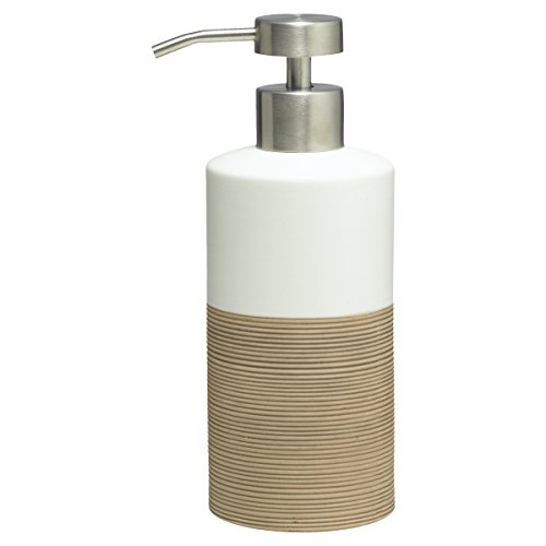 (-19%) Sealskin Doppio Seifenspender, aus natürlichem Porzellan, freistehend und somit flexibel ohne Bohren zu platzieren, für Badezimmer und Küche, Farbe: Sand, handbemalt