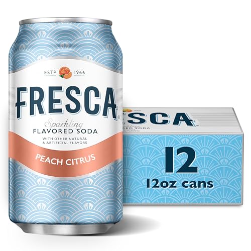 Fresca Peach Soda Sparkling Flavored Soft Drink Zero Calorie and Sugar Free, 12 fl oz, 12 Pack
