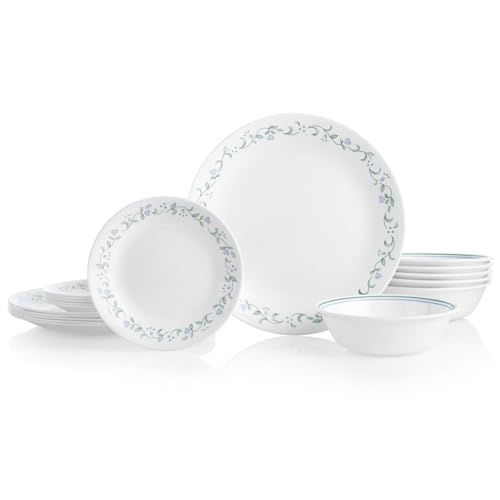 Corelle Vitrelle 18-Piece Service for 6 Dinnerware Set Triple Layer Glass and Chip Resistant, Lightweight Round Plates a