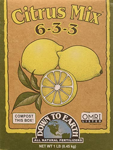 Down To Earth All Natural Fertilizers Organic Citrus Mix - Plant Food for Lemons, Limes, Oranges and Avocados 6-3-3, 1 lb