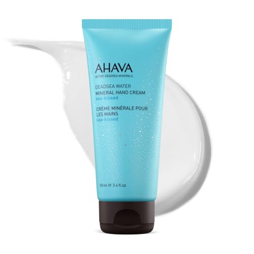 AHAVA Dead Sea Water Mineral Hand Cream, Sea-Kissed - Hand Moisturizer For Dry Cracked Hands, Light & Fast Absorbing, Enriched with Dead Sea Mineral Blend Osmoter, Witch Hazel & Allantoin, 3.4 Fl.Oz