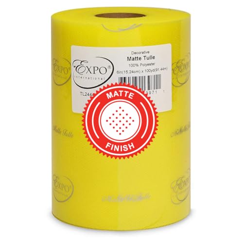 Expo International Decorative Matte Tulle Spool of 6 inch X 100 yards | Yellow