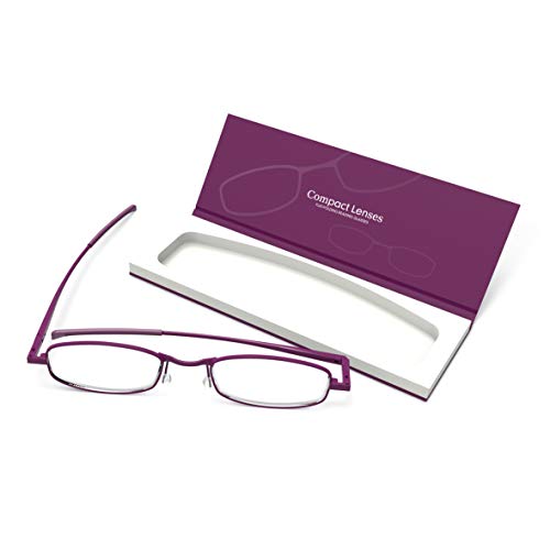 IF Compact Lenses Readers Slim Flat-Folding Unisex Reading Glasses - Orchid, +3.0"