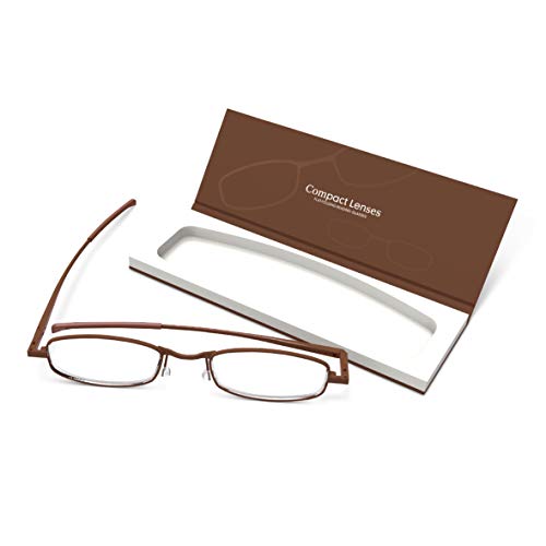 IF Compact Lenses Readers Slim Flat-Folding Unisex Reading Glasses - Espresso