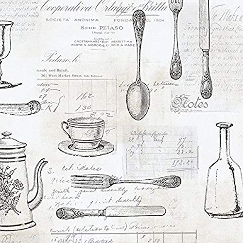 Manhattan Comfort NWKE29939 Staunton Kitchen Utensils Toile Textured Wallpaper