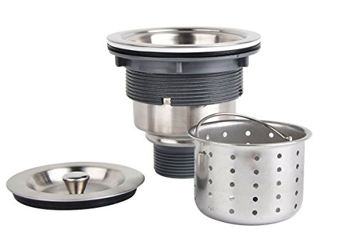 3-1/2 Inch Sink Drain Assembly Kit, Removable Deep Sink Strainer Basket with Sink Stopper/Sealing Lid for Home, Kitchen, Stainless Steel