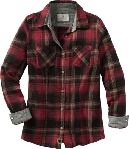 Legendary Whitetails Women's Standard Long Sleeve Plaid Flannel Button Up Shirt 100% Cotton, Forest, Medium