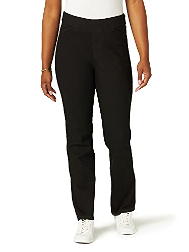Chic Classic Collection Women's Easy-Fit Elastic-Waist Pant, Black Denim, 16 Petite