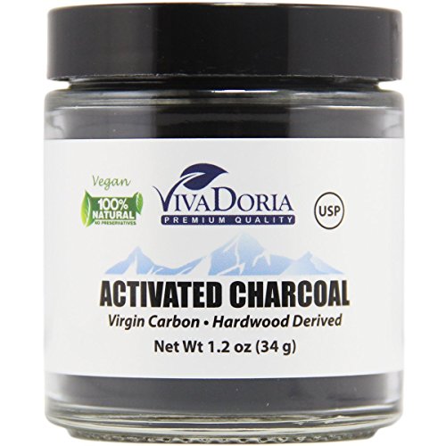 Viva Doria Activated Charcoal Powder, Hardwood Derived, Food Grade, 1.2 Oz Glass Jar