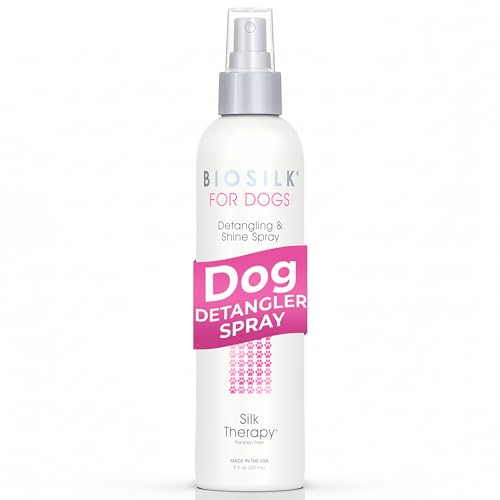 BioSilk for Dogs Silk Therapy Detangling Plus Shine Mist for Dogs | Best Detangling Spray for All Dogs & Puppies for Shiny Coats and Dematting | 8 Oz Bottle (Packaging May Vary)