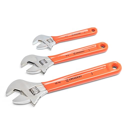 Crescent 3 Piece Adjustable Cushion Grip Wrench Set 6 8 10 Inch