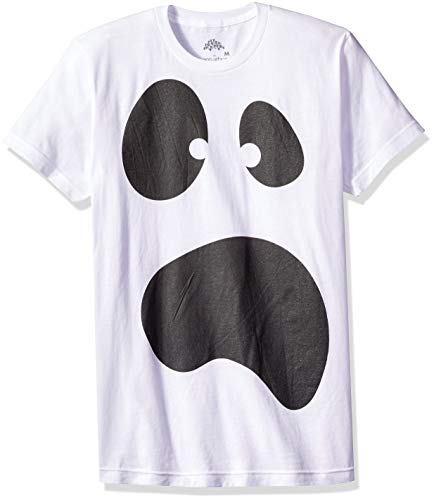 Ann Arbor T-shirt Co. Silly Ghost Face | Spooky Halloween Ghoul Face Easy Costume Unisex T-Shirt-Adult,XL White