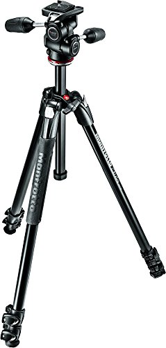 Manfrotto 290 Xtra Aluminum 3-Section Tripod Kit with 3-Way Head (MK290XTA3-3WUS), Black