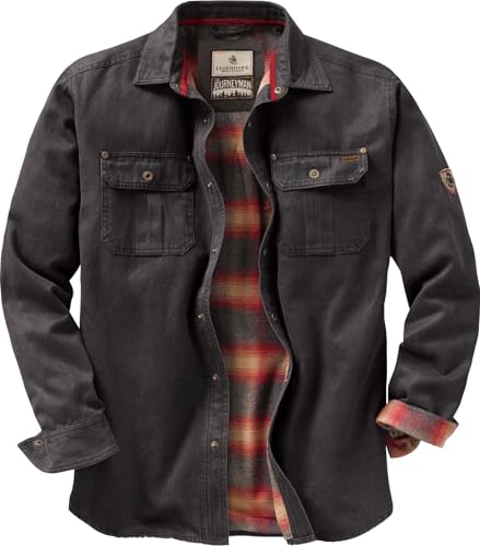 Legendary Whitetails Men's Flannel Lined Shirt Jacket Waxed Cotton Water Resistant, Tarmac, Medium