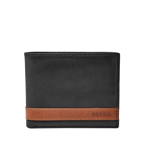 �️Fossil Men's Quinn Leather Bifold with Flip ID Wallet, Men's Leather Wallet, Black