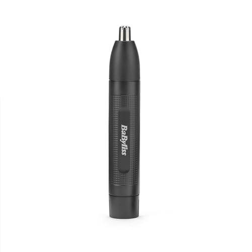 🔥 STARKER PREIS (-50%) BaByliss Nasen- und Ohrenhaarschneider – Präzises 2-Klingen-System, batteriebetrieben, Edelstahl, leicht zu reinigen mit abnehmbaren Aufsätzen, Schwarz, E650E