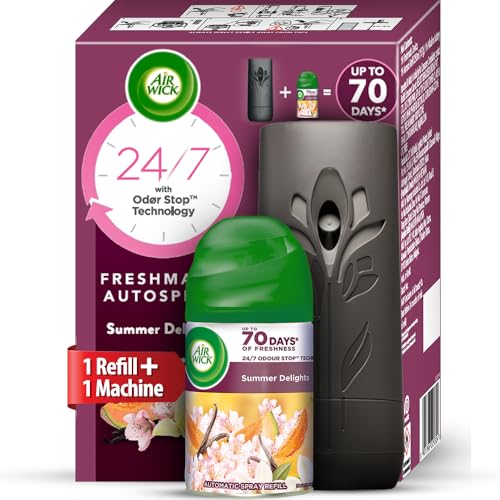 Air Wick 250 ml - Vanilla & Muskmelon (Summer Delights), Refill + Automatic Spray| Freshmatic Air Freshener Kit | 2600 Sprays Guaranteed | Automatic R