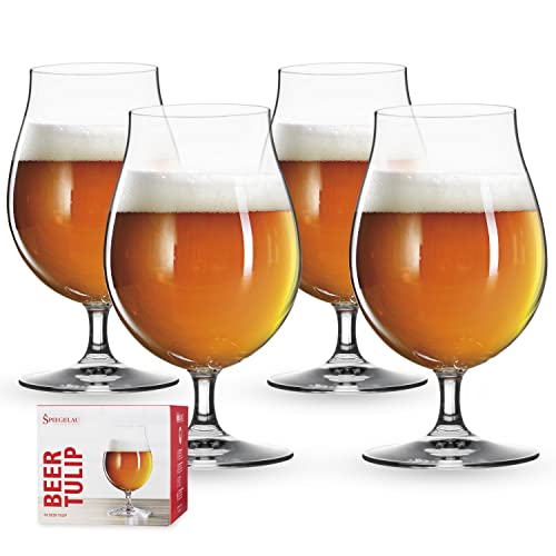 Spiegelau Classic Tulip Beer Glasses, Crystal Clear Drinking Glasses for Belgian Ales, IPA Beers, Cocktails, Gifts for M
