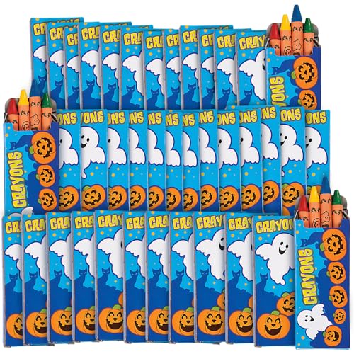 Fun Express - Halloween 4 Pc Crayons for Halloween - Basic Supplies - Drawing - Crayons - Halloween - 48 Pieces