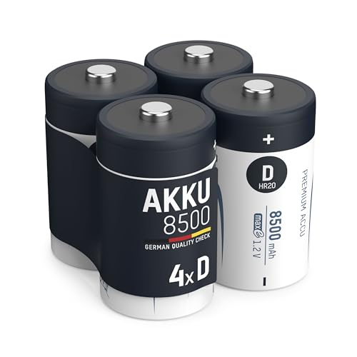 Ansmann D Size Batteries [Pack of 4] Long Lasting Precharged Rechargeable D Type 8500 mAh NiMH Maxe Pro Battery for Digital Cameras, Flashguns, Toys, Audio Devices and Radio Controls,silver