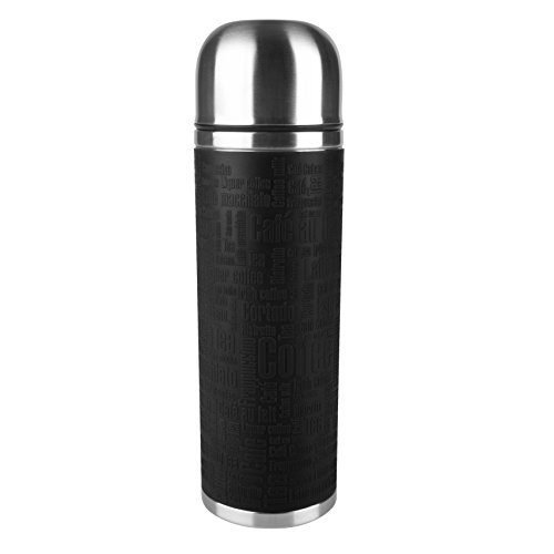 (-43%) Emsa Senator Isolierflasche 515714 | Kapazität: 1,0 L | 100 Prozent dicht | Silikonmanschette | Safe Loc Verschluss | 12h heiß oder 24h kalt | Schwarz