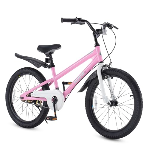 RoyalBaby Freestyle Kids Bike 20 Inch Wheel Bicycle Teens BMX with Dual Hand Brakes Kickstand Boys Girls Ages 6-10 Years, Pink