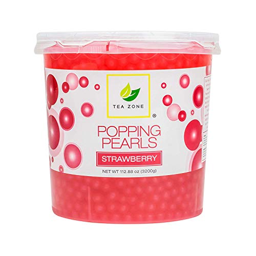 Tea Zone [7 Pounds] Strawberry Popping Pearls for Boba Tea Beverages, Sweets, Ice Cream Topping | B2053